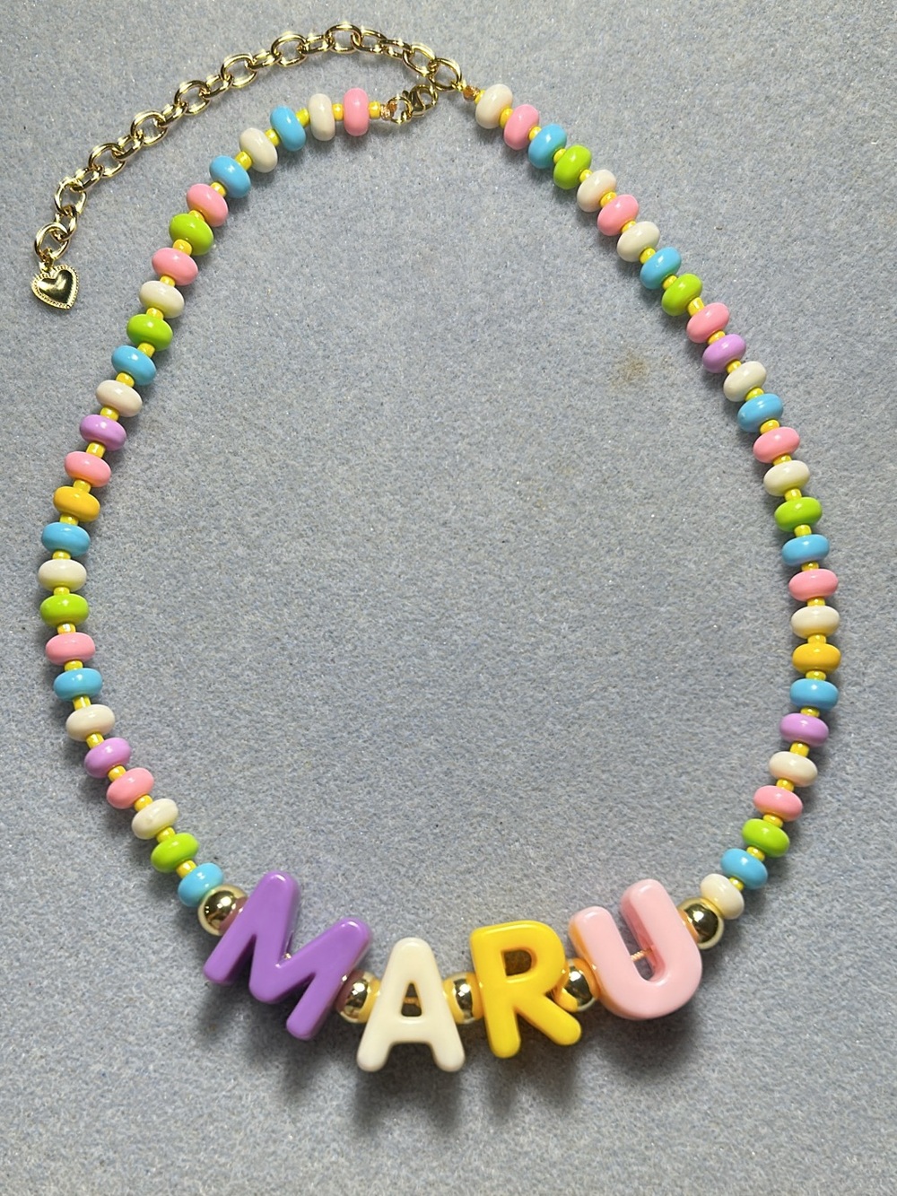 Personalized Beaded Name Chuncky letters Necklace - Pastel Multicolor
